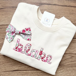 Girls Embroidered Applique Sweatshirt, Embroidered Sweatshirt for Toddler, Toddler Name Sweatshirt, Girls Monogram Sweatshirt, Personalized
