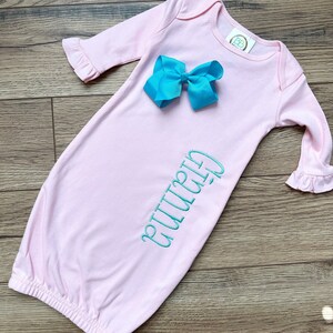 Personalized Baby Girl Gown, baby gift, monogrammed outfit, baby girl shower gift, baby shower gift