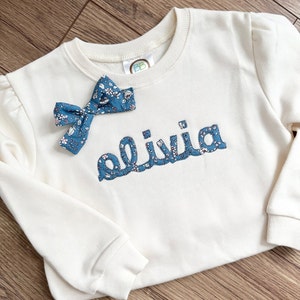 Girls Embroidered Applique Sweatshirt, Embroidered Sweatshirt for Toddler, Toddler Name Sweatshirt, Girls Monogram Sweatshirt, Personalized