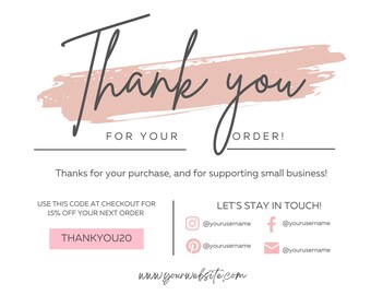 Business Thank You Card Template Etsy Business Thank You Card Template Etsy