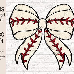 May include: A white bow with red stitching, resembling a baseball, with a black outline.