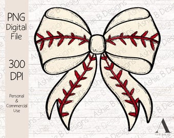 Baseball Bow PNG, Baseball Coquette Bow, Digital Download