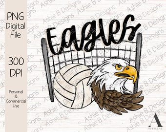 Eagles Volleyball Net PNG, Volleyball tshirt Design, Digital Download, DTF