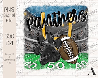 Panthers Football PNG, projekt koszulki piłkarskiej Panther Paw, pobieranie cyfrowe, DTF