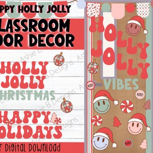 Classroom Door Decor, Jolly Christmas Vibes, Happy Holidays, Bulletin ...