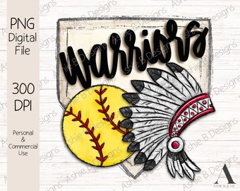 Diseño de sudadera de sublimación, PNG de Warriors Softball, descarga digital