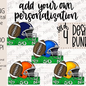 Football PNG, Football helmet t-shirt design bundle, Add your personalization, Digital Download