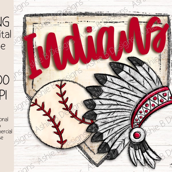 Indians Baseball PNG, Red Indians Sublimation tshirt Design, Digital Download