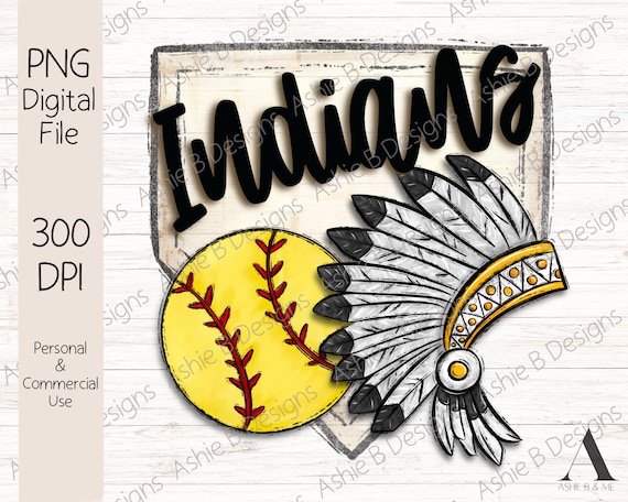 Indians Softball PNG, Gold Indians Sublimation Sweatshirt Design, Digital Download