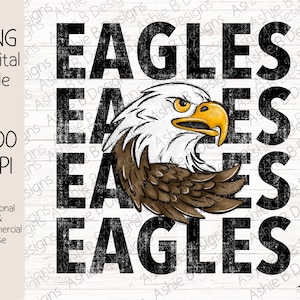 Eagles PNG, Distressed Eagles Mascot Tshirt Design, Sublimation, Digital Download