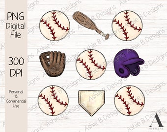 Baseball PNG, casco, guanto e basi maglietta Design a sublimazione, download digitale, DTF