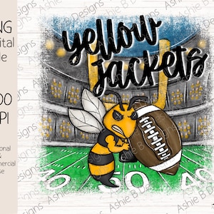 Yellow Jackets Football PNG, Distressed Yellow Jackets T-shirt design, Digital Download, DTF
