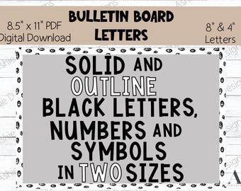 Bulletin Board Buchstaben und Zahlen, Klassenzimmerdekoration, Bulletin Board Ideen, Türdekoration für das Klassenzimmer, druckbare PDF, digitaler Download