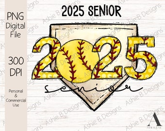 Softball Senior 2025 PNG, Sublimation tshirt design, Digital Download