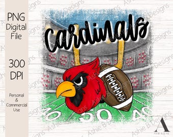 Cardinals Football PNG, Cardinals T-shirt in difficoltà Design a sublimazione, Download digitale, DTF