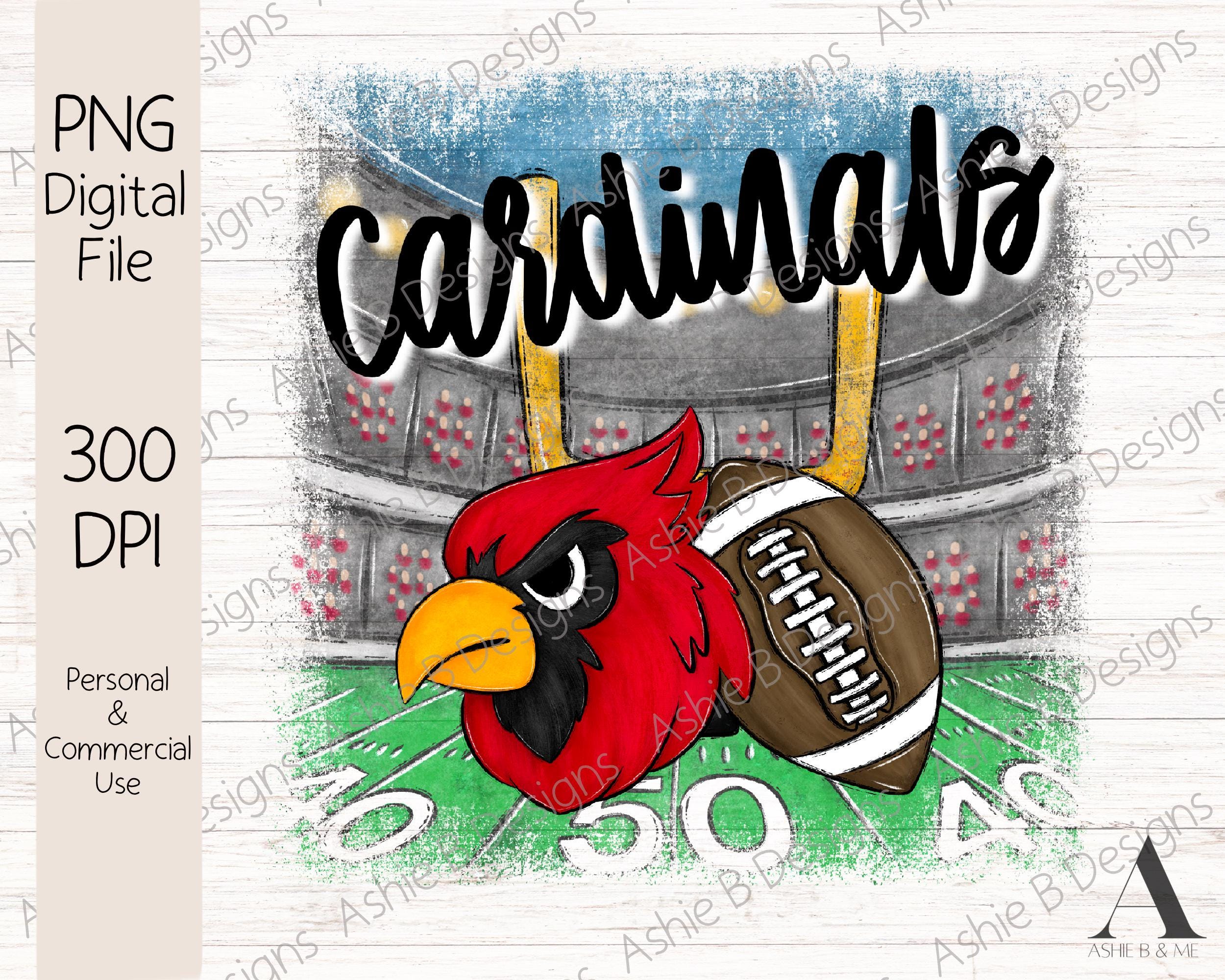 Diseño PNG de sublimación Cardinals Football – Vintage desgastado para camiseta y sudadera (descarga digital, listo para DTF/HTV)