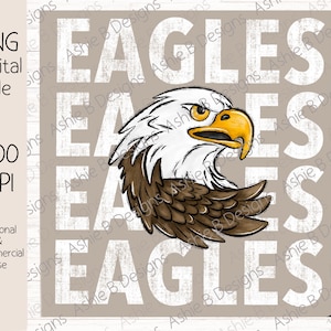 Eagles PNG, Distressed Eagles Mascot Tshirt Design, Digital Download, DTF