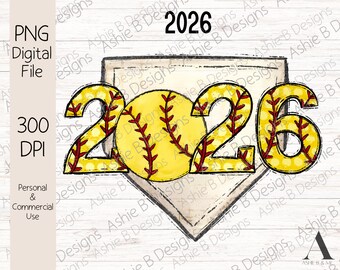 Softball 2026 PNG, 2026 tshirt sublimation softball, téléchargement numérique, DTF