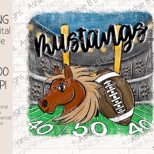 Mustangs Football PNG, Mustangs Distressed Football tshirt Sublimation design, Digital Download, DTF