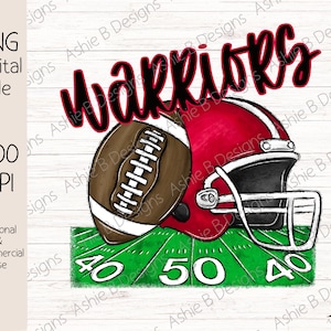 Warriors Football Helmet PNG, Football Sweatshirt Design, Digital Download, DTF