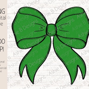 Bow PNG, Green Coquette Bow, Sublimation, Digital Download