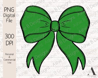 Bow PNG, Green Coquette Bow, Sublimation, Digital Download