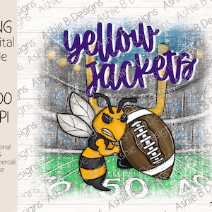 Yellow Jackets Football PNG, Distressed Football T-shirt design, Digital Download, DTF