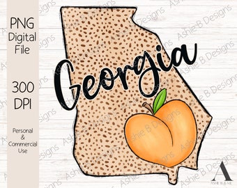 Estado de Georgia PNG, diseño de camiseta Georgia Peach, descarga digital, DTF