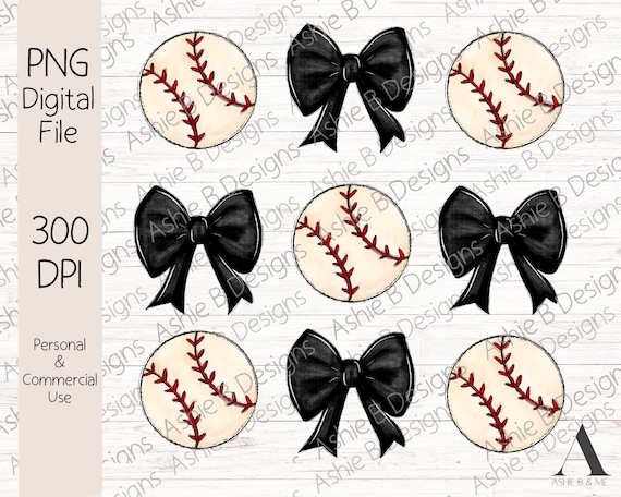 Baseball PNG, Black Coquette Bow Baseball Tshirt design, Digital Download, DTF