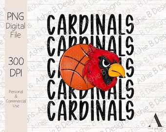 Cardinals Basketball PNG, Basketball Mascot Tshirt design, Digital Download