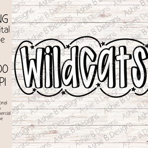 Wildcats png, Mascot name Team Spirit tshirt design,  Digital Download