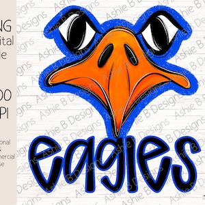 Eagles PNG, Blue Eagles Mascot Tshirt design, Digital Download