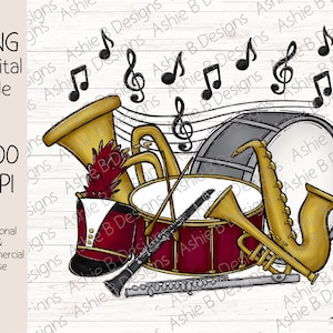 Band PNG, Maroon Band t-shirt design, Digital Download, DTF