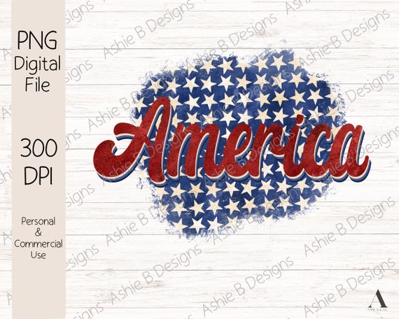America Red white blue PNG, Patriotic t-shirt design, Digital Download, DTF