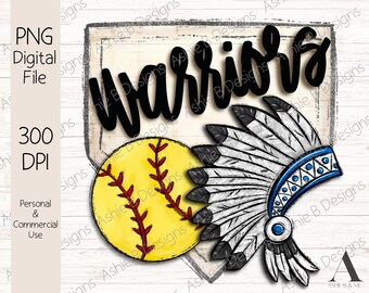 Diseño de sudadera de sublimación de Warriors Softball PNG, Warriors Blue, descarga digital