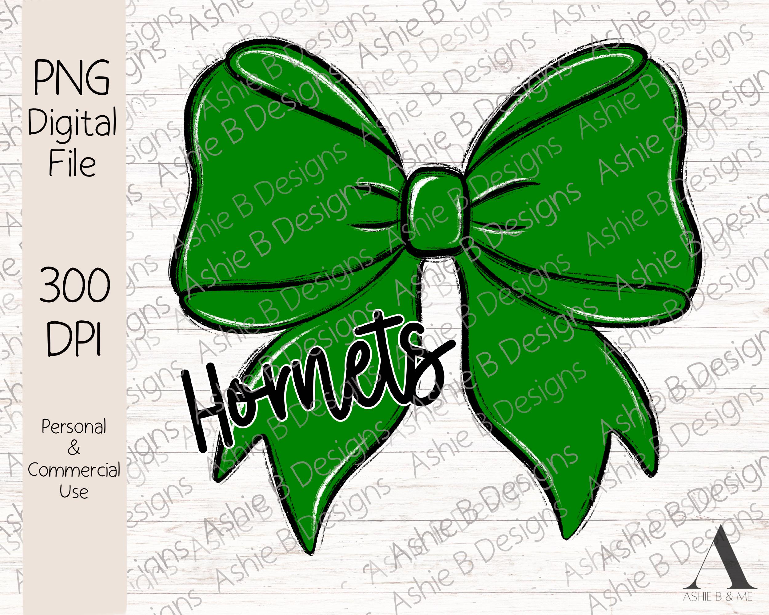 Hornets bow PNG, Green Coquette Bow Tshirt Design, Sublimation, Digital Download