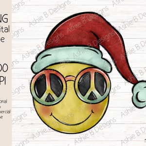 Retro Smile Happy Santa Hat Png, Sublimation, Christmas Sweatshirt Design, Digital Download