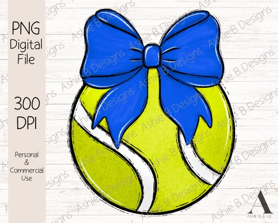 Blue Coquette Bow Tennis Ball PNG, Tennis tshirt design, Digital Download