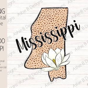 State of Mississippi PNG, State of Mississippi Flower t-shirt design, Digital Download, DTF