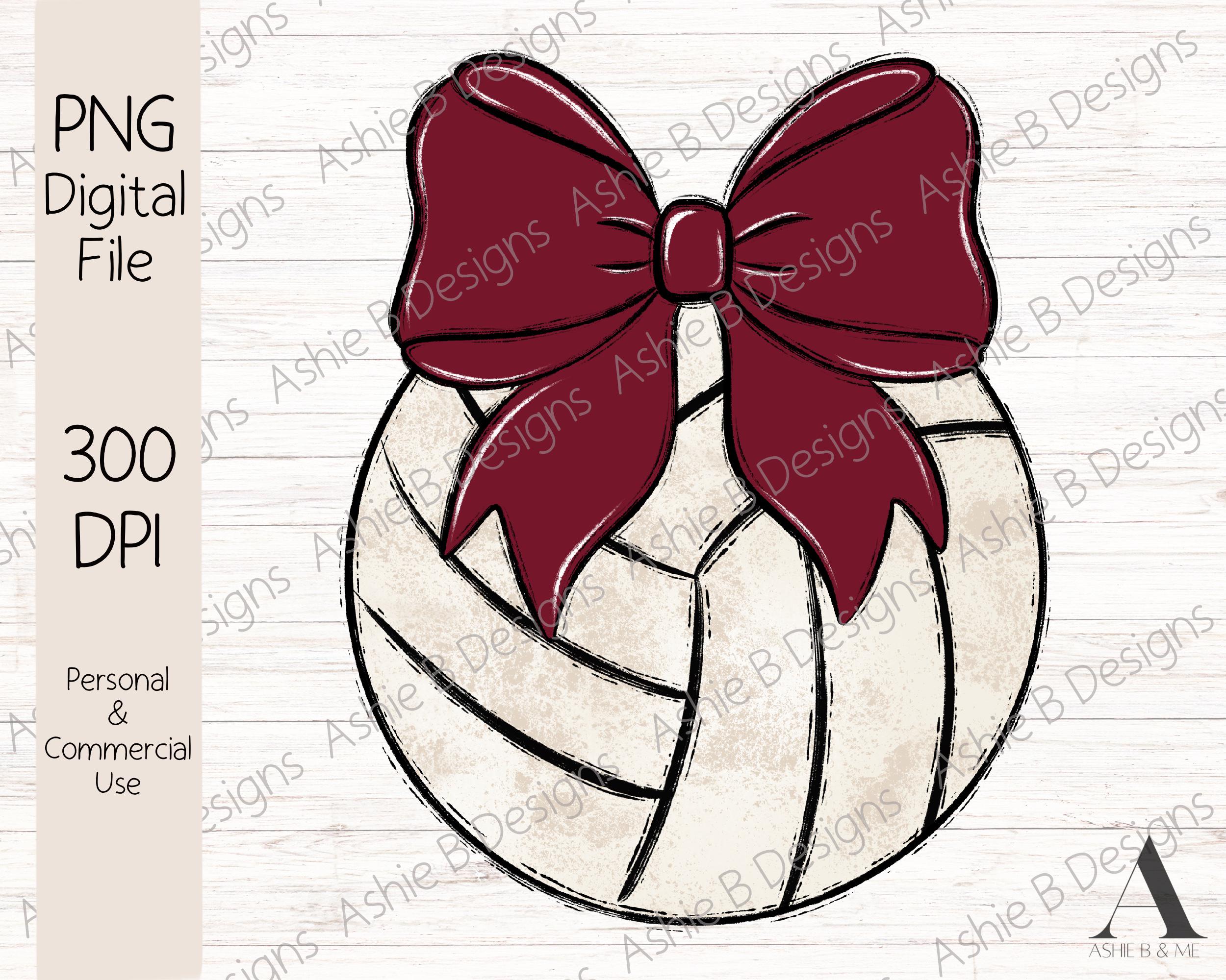 Maroon Bow Volleyball PNG, Maroon Coquette Volleyball tshirt design, Digital Download, dtf