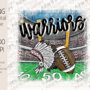 Warriors Football PNG, Maroon Warriors Football Tshirt Design, Sublimation, Digital Download