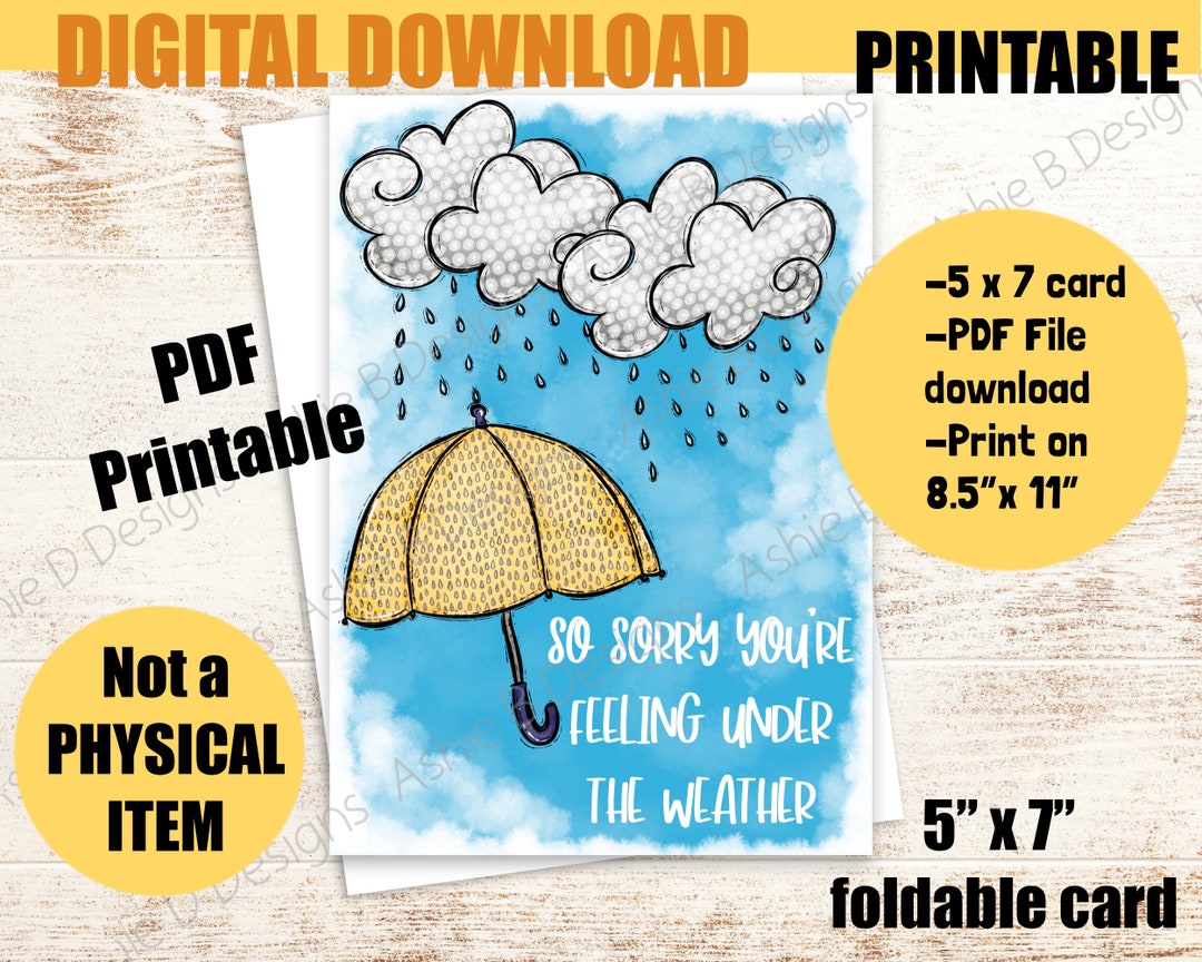 Get Well Soon Printable Greeting Card PDF Printable Download - Etsy