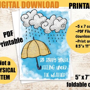 Get Well Soon Printable Greeting Card PDF Printable Download - Etsy