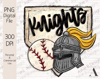 Immagine PNG dei Cavalieri da Baseball, design per maglietta dei Cavalieri d'Oro da Baseball, download digitale