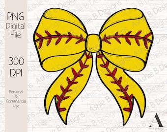 Softball Bogen PNG, Softball Coquette Bogen, digitaler Download