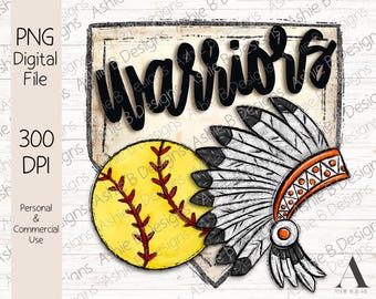Diseño de camiseta de softbol de Warriors, PNG, diseño de camiseta de softbol de Warriors naranja, descarga digital, DTF