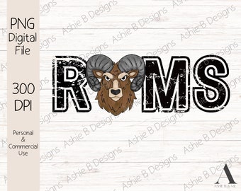 Rams PNG, design maglietta sportiva Rams, download digitale