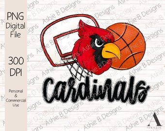 Cardinals Basketball PNG, GLITTER Basketball T-shirt design, Digital Download
