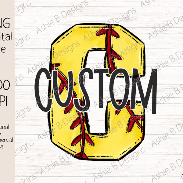 CUSTOM Listing, Made to Order Digital PNG, Softball Letter with Mascot Name, Sublimation design, DTF