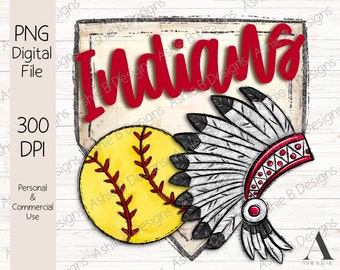 Indians Softball PNG, Softball Sweatshirt Design, Sublimation, Digital Download
